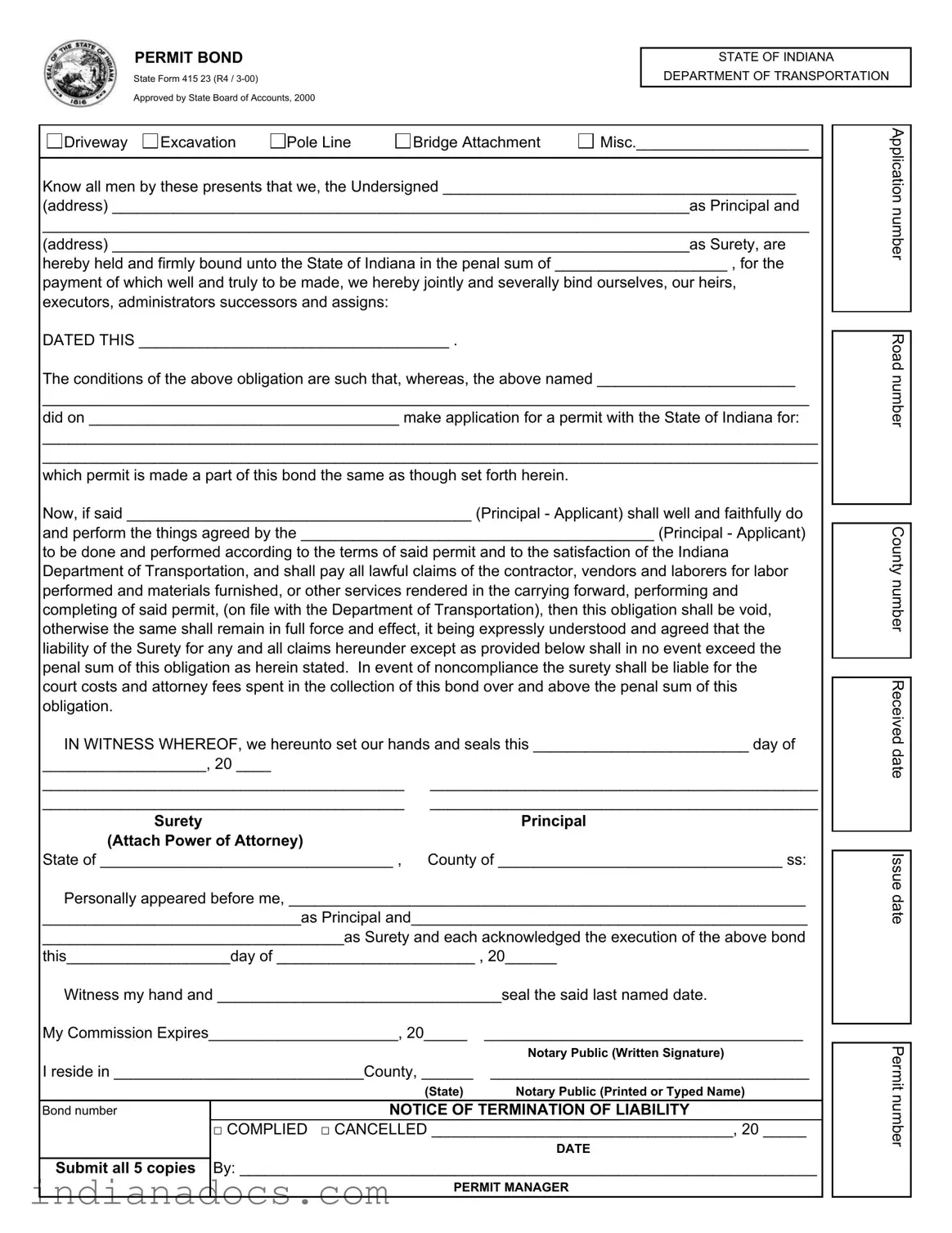 Fillable Indiana State 415 23 Form