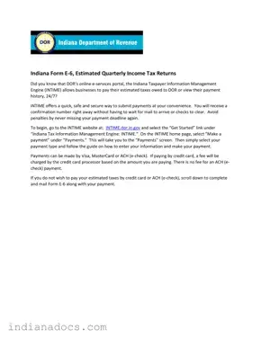 Fillable E 6 Indiana Form