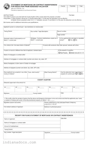 Fillable Indiana 43709 Form