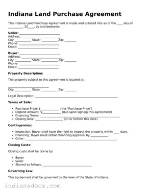 Official  Land Purchase Agreement Form for Indiana