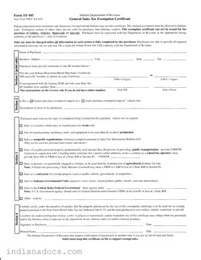 Fillable Indiana St 105 Form