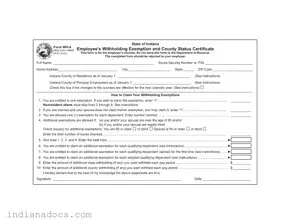 Fillable Indiana Wh 4 Form
